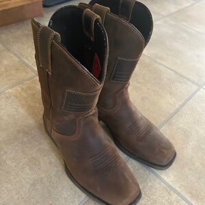 Sureway brown genuine leather cowboy boot work boot American flag men’s 10